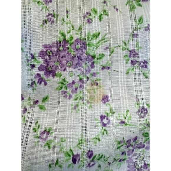 70s VTG  Gunne Style Prairie Romantic Cottage Core White Dress Purple Floral M - Picture 8 of 8